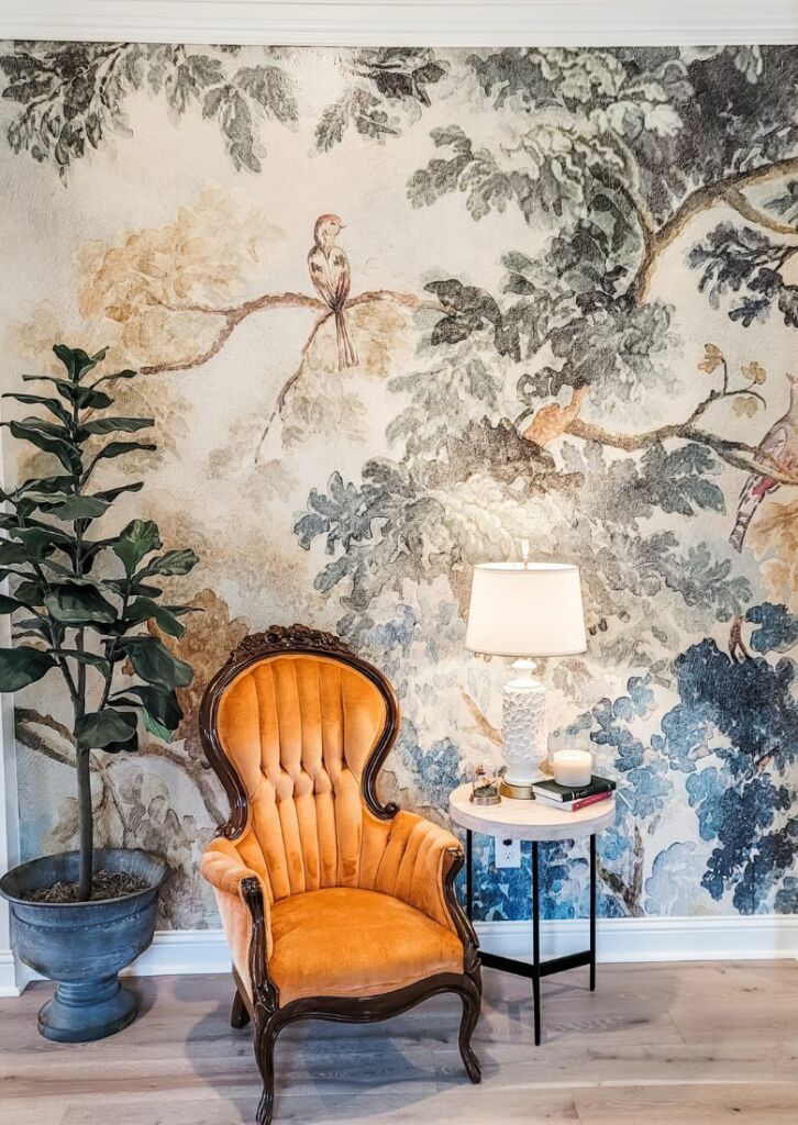 Anthropologie Mural Wallpaper in the Dining Room