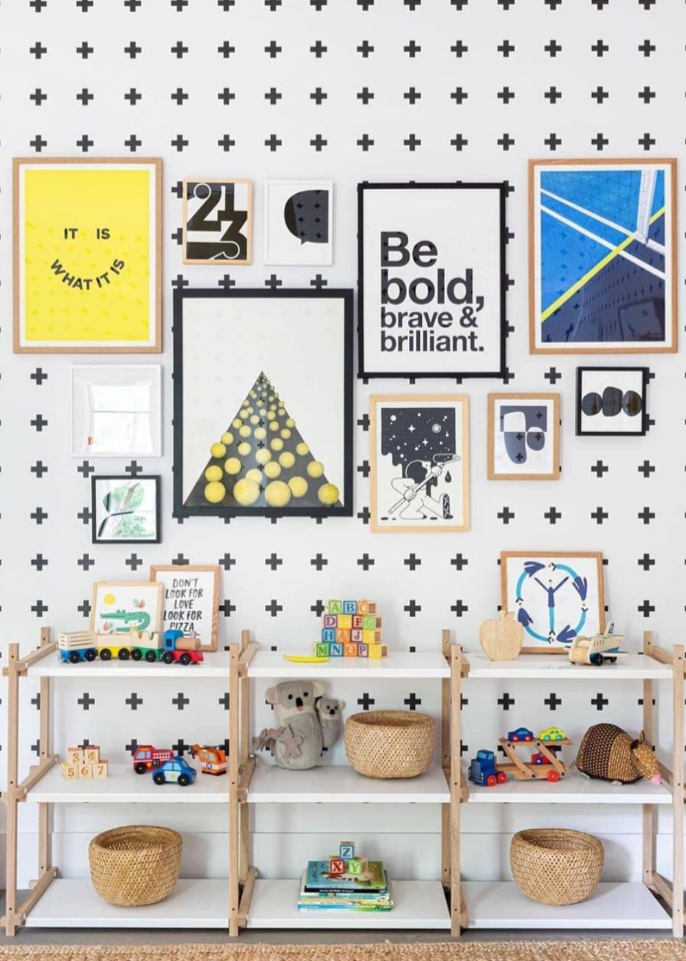 colorful playroom with mismatched modern wall gallery modern design