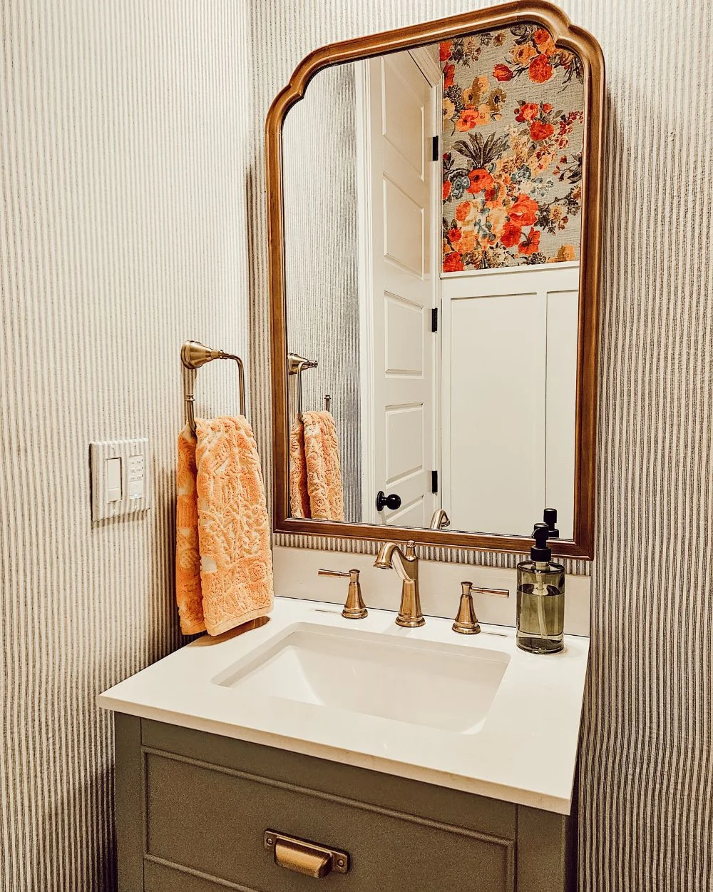 Powder Bathroom Design vanity and mirror